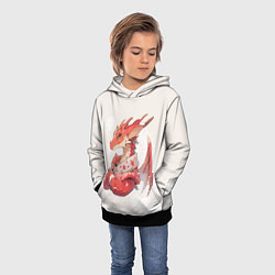 Толстовка-худи детская Красный дракон в свитере, цвет: 3D-черный — фото 2