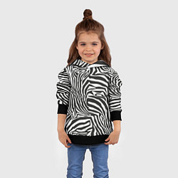 Толстовка-худи детская Шкура зебры черно - белая графика, цвет: 3D-черный — фото 2
