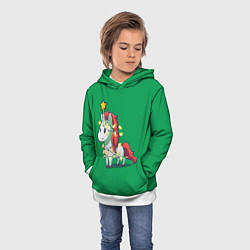 Толстовка-худи детская Новогодний единорог, цвет: 3D-белый — фото 2