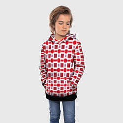 Толстовка-худи детская Красные кирпичики и белые полосы, цвет: 3D-черный — фото 2