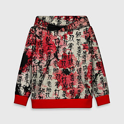 Толстовка-худи детская Японский стиль паттерны, цвет: 3D-красный