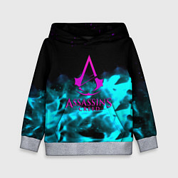 Толстовка-худи детская Assassins Creed flame neon, цвет: 3D-меланж