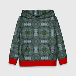 Толстовка-худи детская Малахитовый индейский орнамент, цвет: 3D-красный