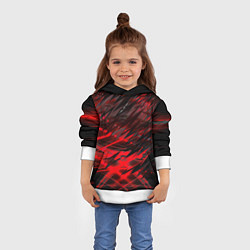 Толстовка-худи детская Черно красные текстуры, цвет: 3D-белый — фото 2
