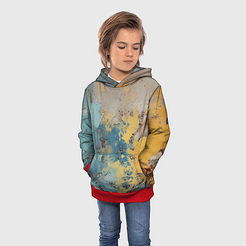 Детская толстовка Гранжевая стена с краской / 3D-Красный – фото 3