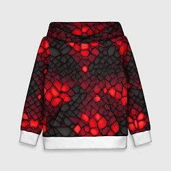 Толстовка-худи детская Красный трескающийся камень, цвет: 3D-белый