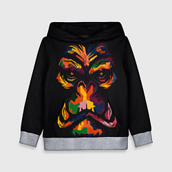 Толстовка-худи детская Морда гориллы поп-арт, цвет: 3D-меланж