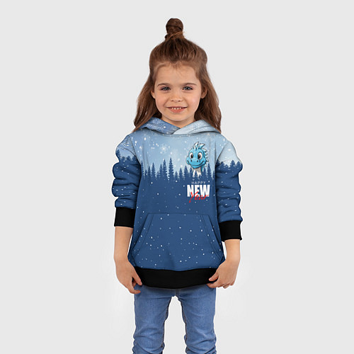 Детская толстовка Дракон в зимнем лесу / 3D-Черный – фото 4