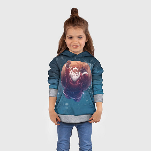 Детская толстовка Летящий Санта / 3D-Меланж – фото 4