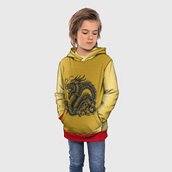 Толстовка-худи детская Дракон на золоте, цвет: 3D-красный — фото 2