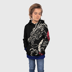 Толстовка-худи детская Japanese dragon - irezumi - art, цвет: 3D-синий — фото 2