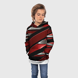 Толстовка-худи детская Красная металическая абстракция, цвет: 3D-белый — фото 2