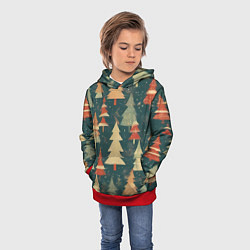 Толстовка-худи детская Елки новый год, цвет: 3D-красный — фото 2