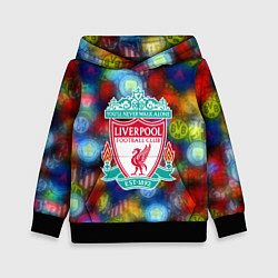 Толстовка-худи детская Liverpool все logo неон, цвет: 3D-черный