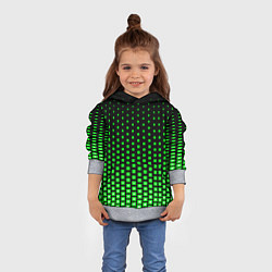 Толстовка-худи детская Зелёные квадраты, цвет: 3D-меланж — фото 2
