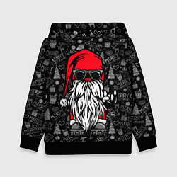 Толстовка-худи детская Санта Клаус гном, цвет: 3D-черный