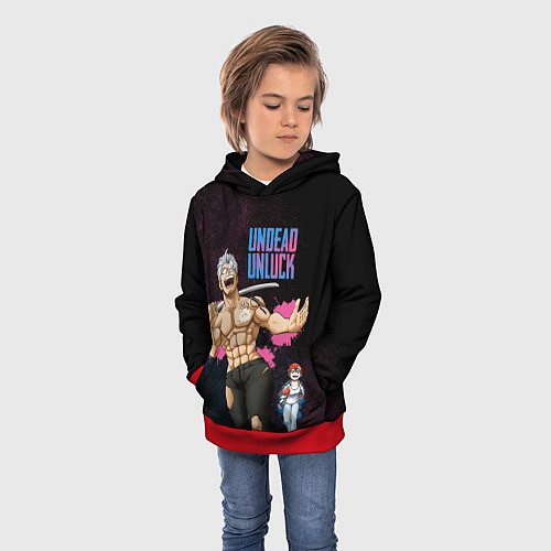 Детская толстовка Undead Unluck - Fuuko and Andy / 3D-Красный – фото 3
