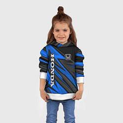 Толстовка-худи детская Honda motors - синяя спортивная абстракция, цвет: 3D-белый — фото 2