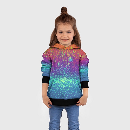 Детская толстовка Разноцветные пиксели / 3D-Черный – фото 4