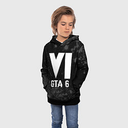 Толстовка-худи детская GTA 6 glitch на темном фоне, цвет: 3D-черный — фото 2