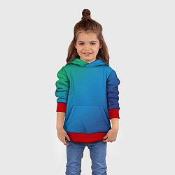 Толстовка-худи детская Зеленый и синий диагональный градиент, цвет: 3D-красный — фото 2