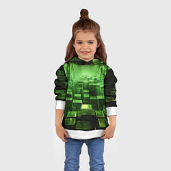 Толстовка-худи детская Зеленые квадраты в лабиринте, цвет: 3D-белый — фото 2