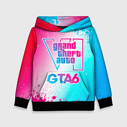 Толстовка-худи детская GTA6 neon gradient style, цвет: 3D-черный