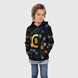 Толстовка-худи детская Bitcoin logo criptomoney, цвет: 3D-меланж — фото 2