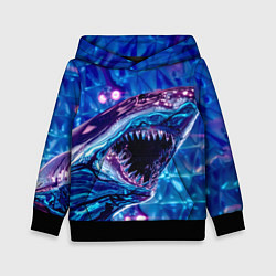 Толстовка-худи детская Фиолетовая акула, цвет: 3D-черный