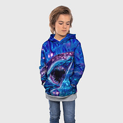 Толстовка-худи детская Фиолетовая акула, цвет: 3D-меланж — фото 2