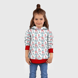Толстовка-худи детская Веточки омелы и остролиста для праздника, цвет: 3D-красный — фото 2