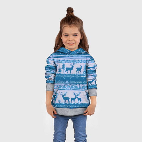 Детская толстовка Синие олени / 3D-Меланж – фото 4