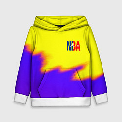 Толстовка-худи детская НБА баскетбол краски неоновые желтые, цвет: 3D-белый