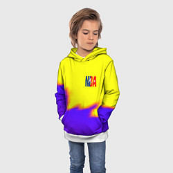 Толстовка-худи детская НБА баскетбол краски неоновые желтые, цвет: 3D-белый — фото 2