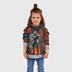 Толстовка-худи детская Киборг в оранжевом шлеме, цвет: 3D-меланж — фото 2
