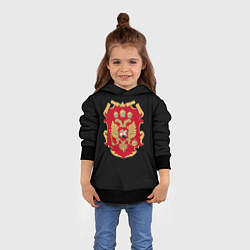 Толстовка-худи детская Российская империя символика герб щит, цвет: 3D-черный — фото 2
