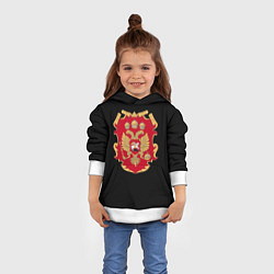 Толстовка-худи детская Российская империя символика герб щит, цвет: 3D-белый — фото 2