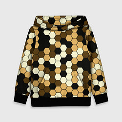 Толстовка-худи детская Камуфляж гексагон коричневый, цвет: 3D-черный