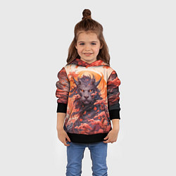 Толстовка-худи детская Тигровый дракон сакура, цвет: 3D-черный — фото 2