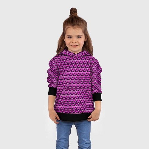 Детская толстовка Розовые и чёрные треугольники / 3D-Черный – фото 4