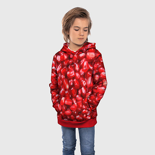 Детская толстовка Спелые зёрна граната / 3D-Красный – фото 3