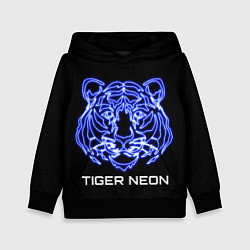 Толстовка-худи детская Tiger neon art, цвет: 3D-черный