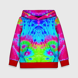 Толстовка-худи детская Tie-Dye abstraction, цвет: 3D-красный