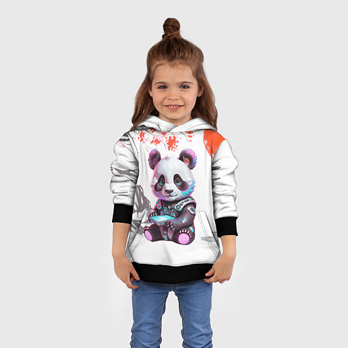 Детская толстовка Funny panda - China / 3D-Черный – фото 4