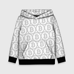 Детская толстовка Биткоин патерн на белом фоне