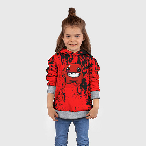 Детская толстовка Super Meat Boy краски / 3D-Меланж – фото 4