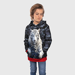 Толстовка-худи детская Белый тигр солдат, цвет: 3D-красный — фото 2