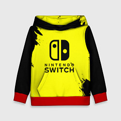 Толстовка-худи детская Nintendo switch краски на жёлтом, цвет: 3D-красный