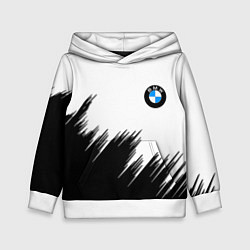 Толстовка-худи детская BMW чёрные штрихи текстура, цвет: 3D-белый