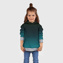 Толстовка-худи детская Чёрно голубой бирюзовый градиент, цвет: 3D-меланж — фото 2